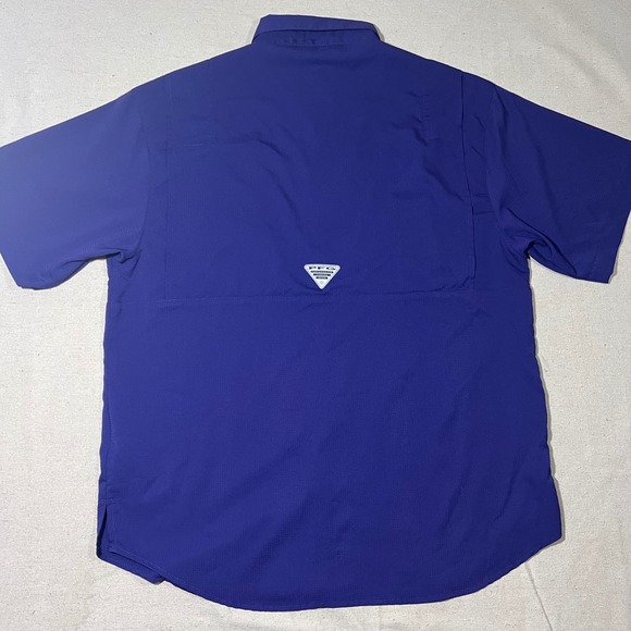 Columbia PFG TCU Tamiami S/S Shirt Mens Purple Button Up Vented Fishing *L - Picture 3 of 10